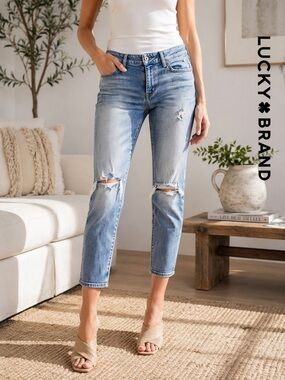 Lucky Brand Knees Distressed Jeans Lolita Skinny Cropped Sz 6 / 28